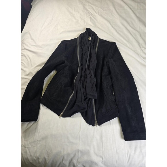 Miss Me Jackets & Blazers - Miss Me Jacket Womens Large Black Faux Suede Moto Biker Zip Drape Front Lined